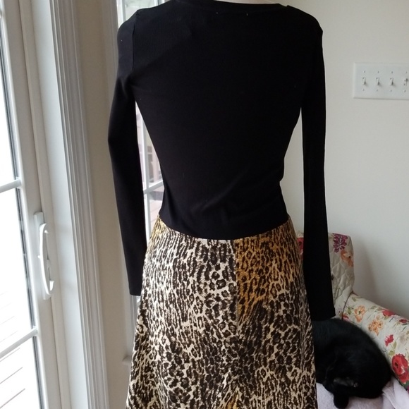 ZARA TRAFALUC😶 Contrasting Leopard/Black High Low Dress - Picture 5 of 9